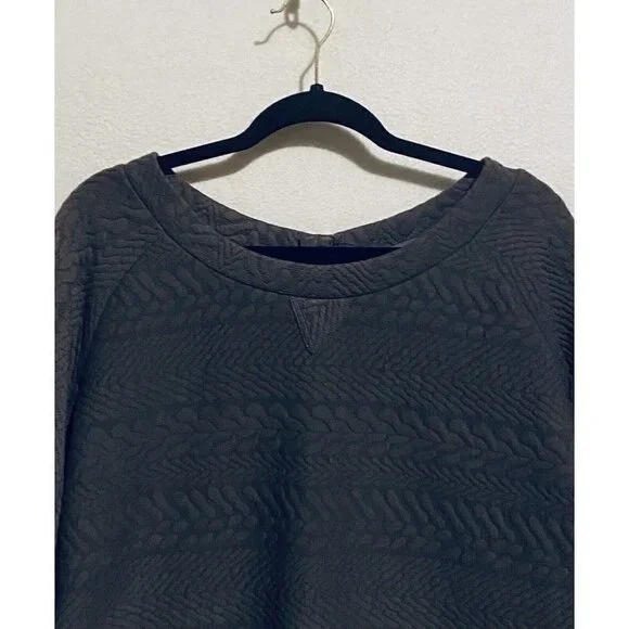 Prana Sweatshirt Womens XL Gray Dimension Hemp Boat Neck Cropped Textured Yoga - Picture 2 of 7